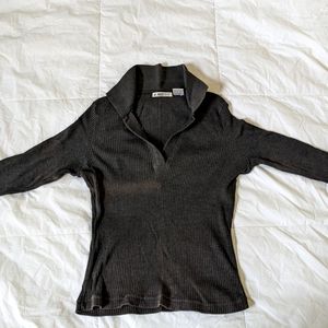 Juniors us three brand grey collared long sleeved shirt